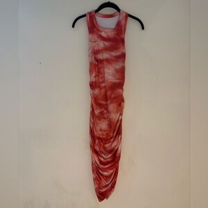 Orange Tie-Dye Sleeveless Fitted Dress